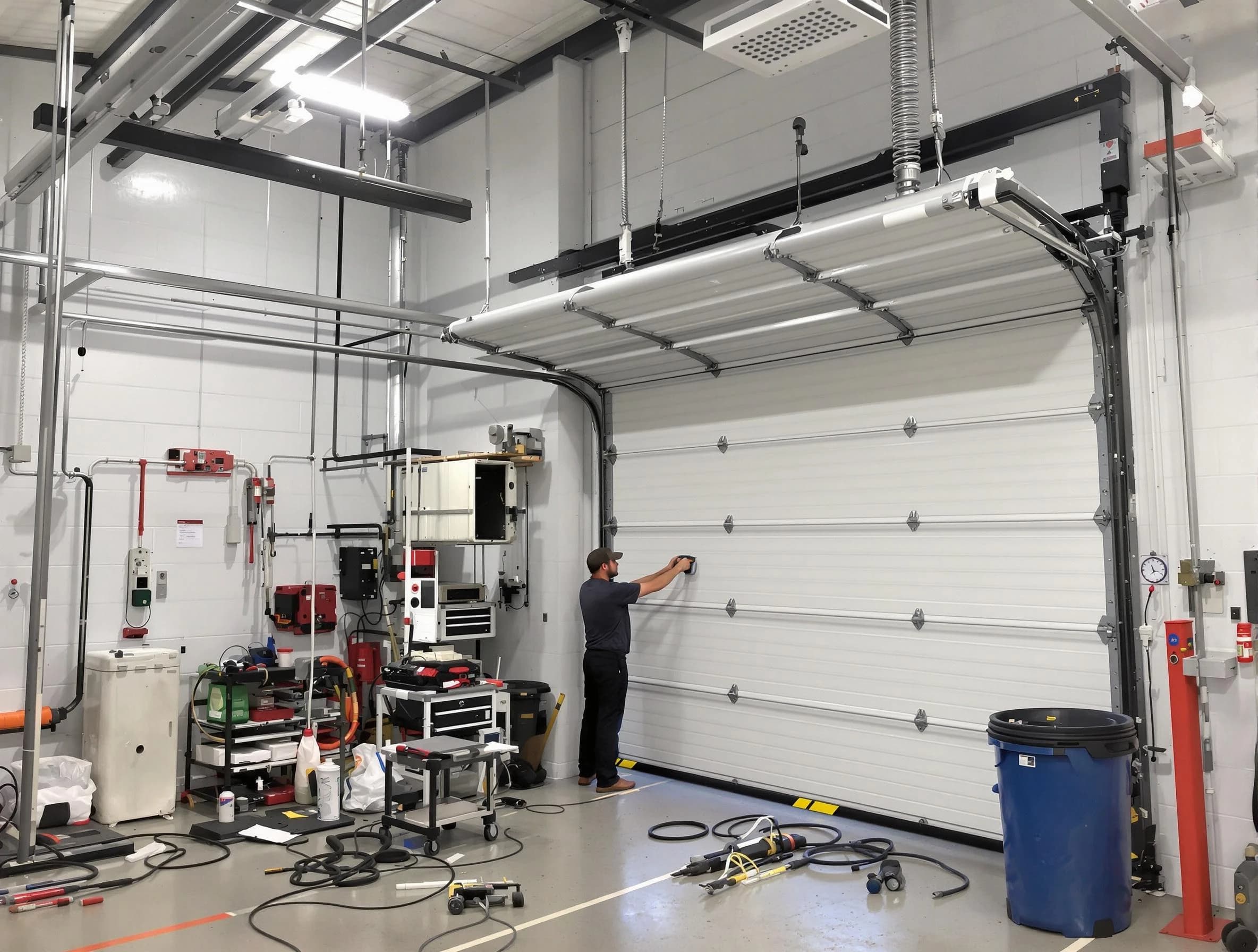 Fairfield Plantation Garage Door Repair certified technician performing commercial door repair at a Fairfield Plantation business facility