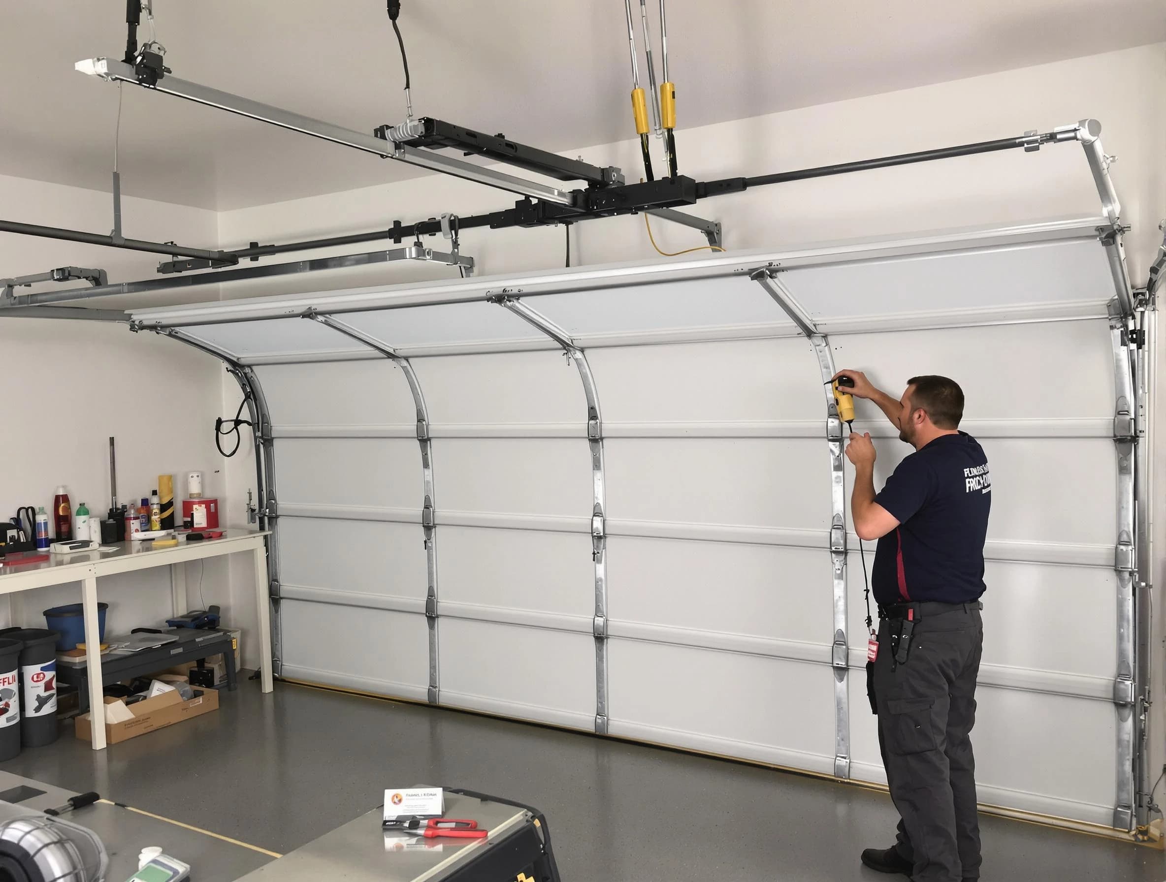 Fairfield Plantation Garage Door Repair certified technician performing overhead door system repair in Fairfield Plantation